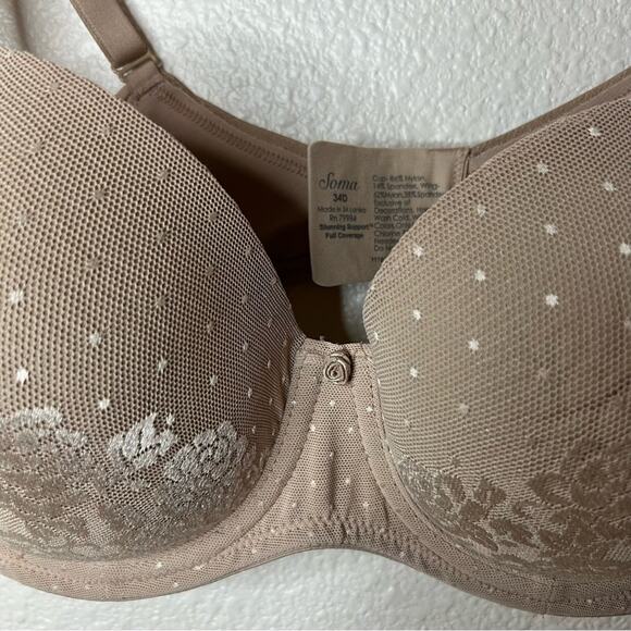 Soma 111603 Tan Nude Floral Stunning Support Full Coverage Bra 34D - Picture 4 of 7